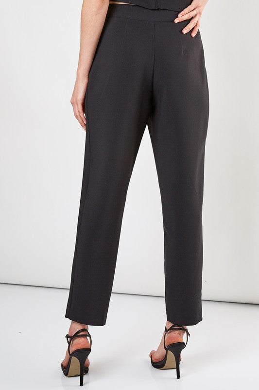 High Waist Straight Leg Pant - Black