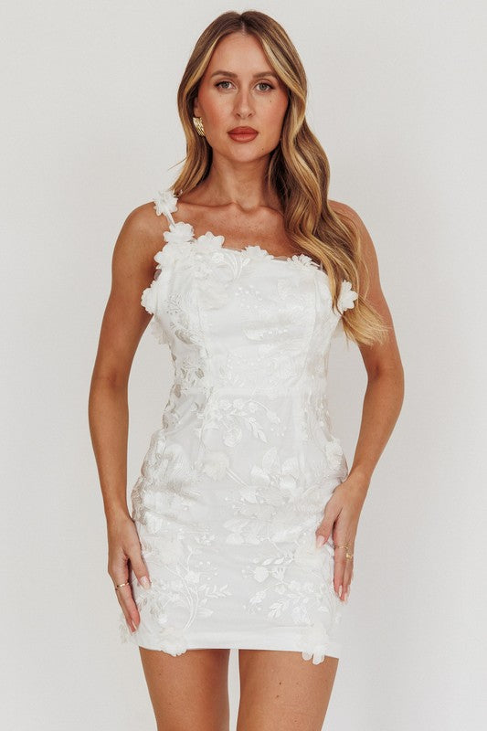 SLEEVELESS 3D FLORAL DETAIL MIDI DRESS