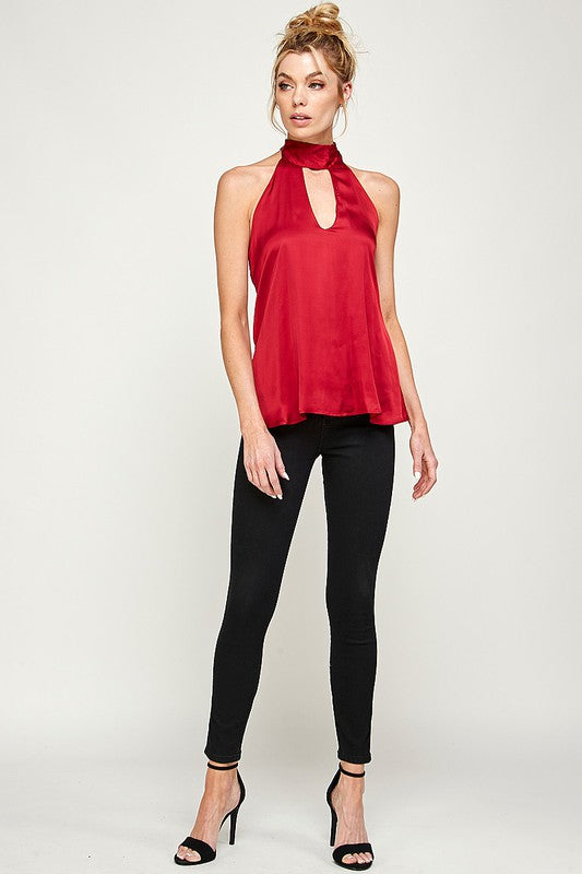 Satin Halter Top - Wine
