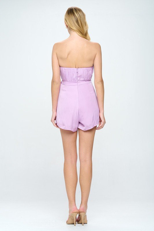 Sweetheart Neck Bandeau Mini Romper - Lilac