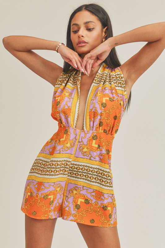 MULTICOLOR HALTER ROMPER