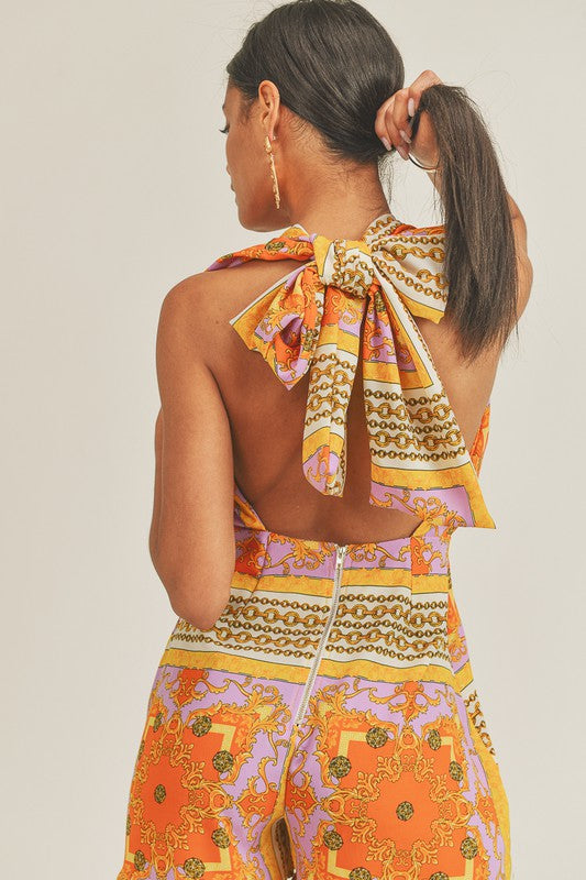 MULTICOLOR HALTER ROMPER
