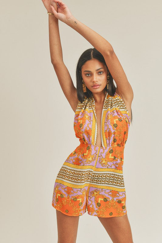 MULTICOLOR HALTER ROMPER