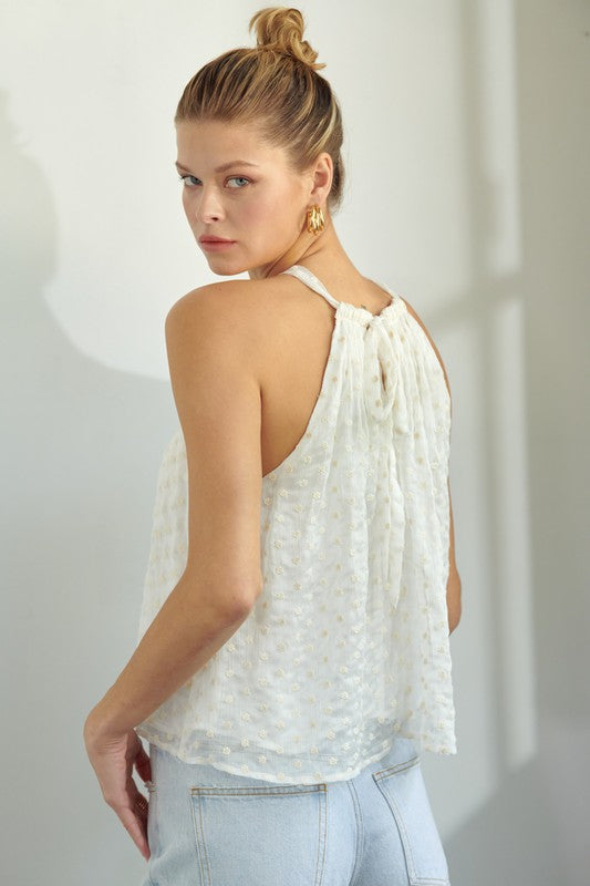 Floral Textures Halter Top - Ivory