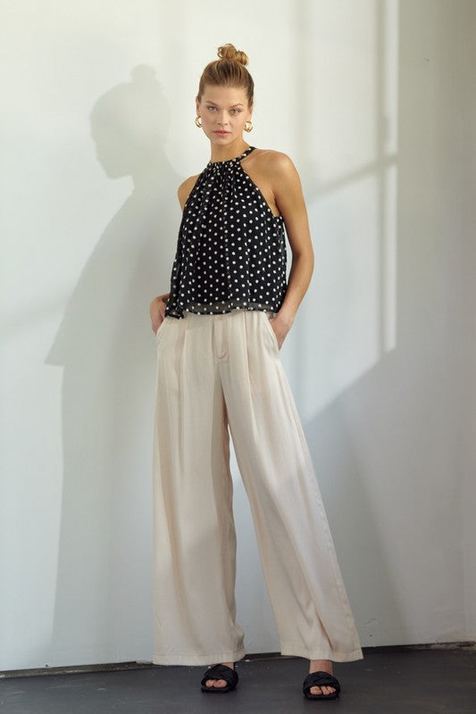 Floral Textures Halter Top - Black