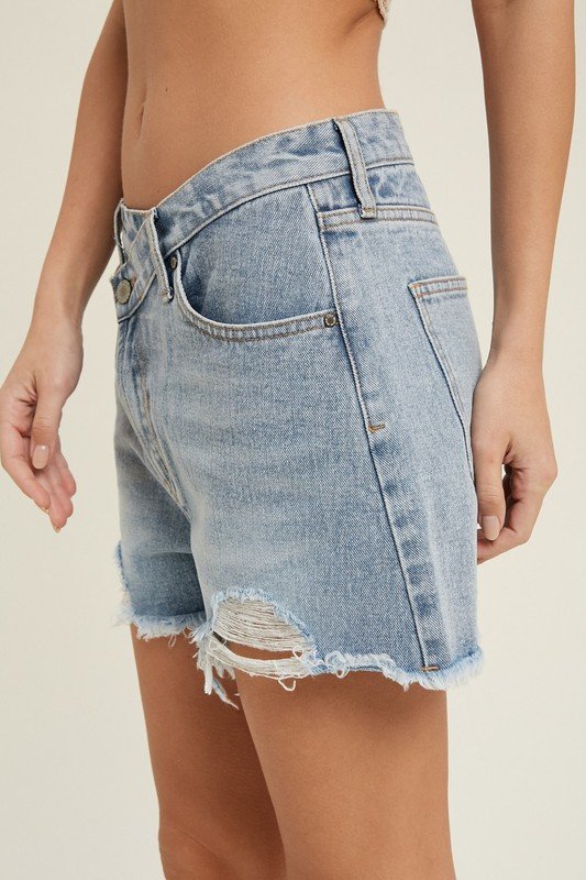 Overlap Distressed Denim Denim