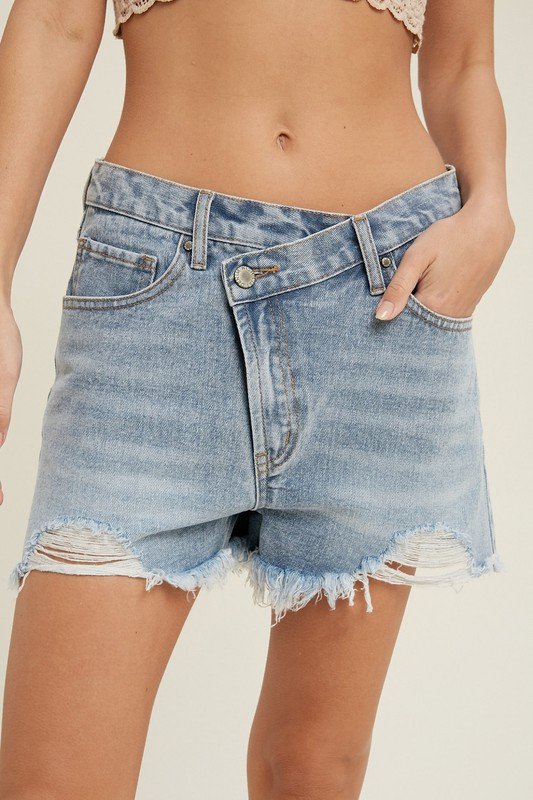 Overlap Distressed Denim Denim