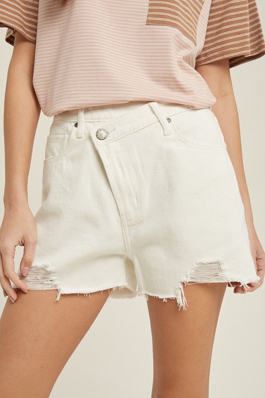 Overlap Distressed Denim - White