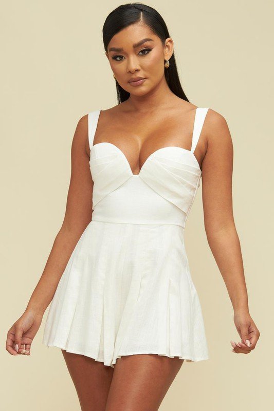 LINEN PLEATED ROMPER