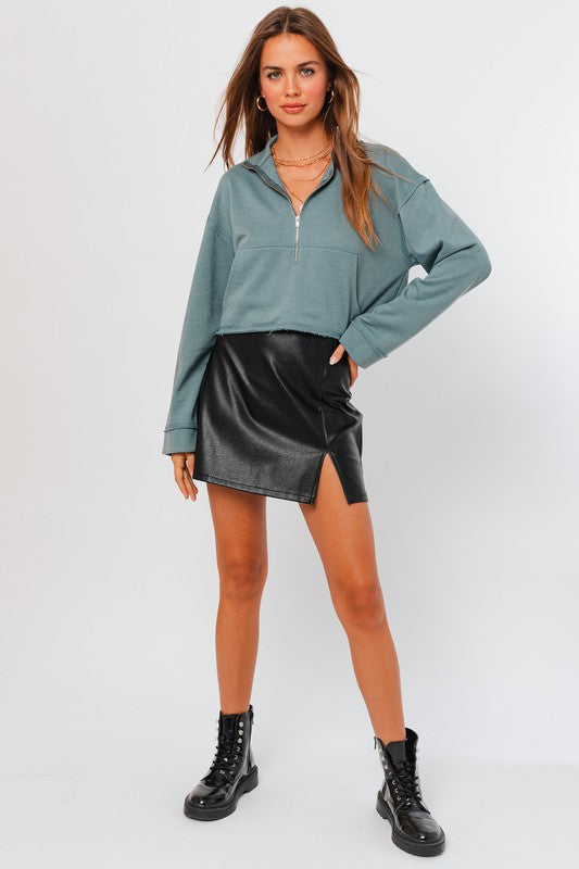 Long Sleeve Raw Edge Pullover