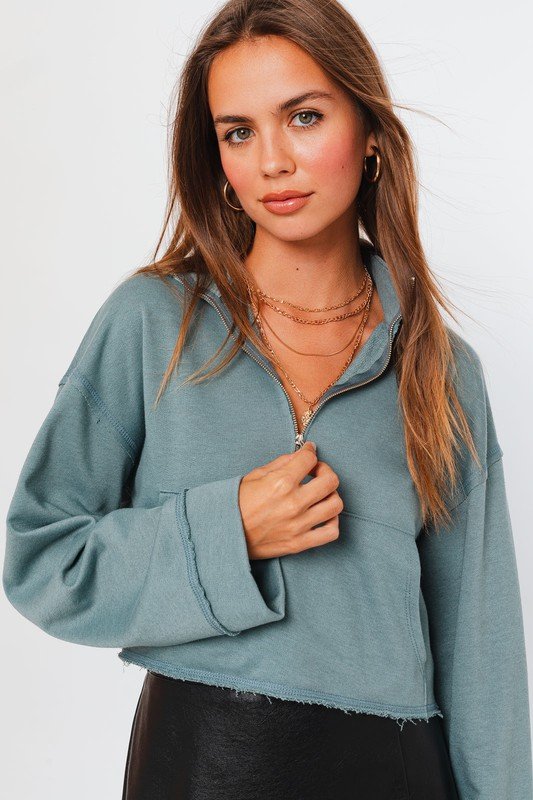 LONG SLEEVE RAW EDGE PULLOVER