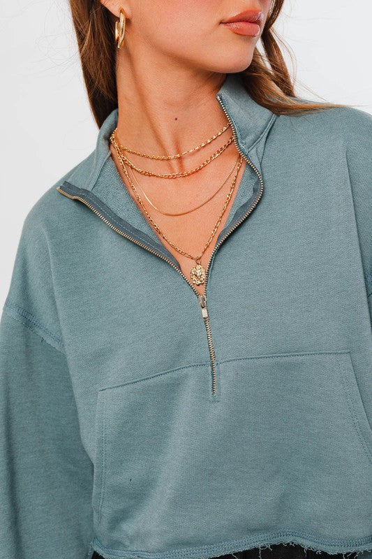 Long Sleeve Raw Edge Pullover