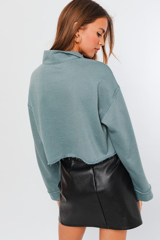 Long Sleeve Raw Edge Pullover