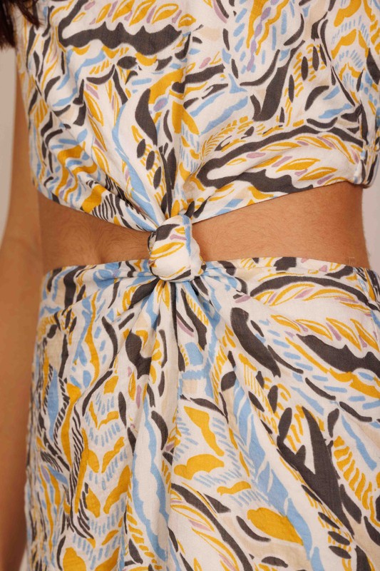 ONE SHOULDER SIDE KNOT MIDI DRESS