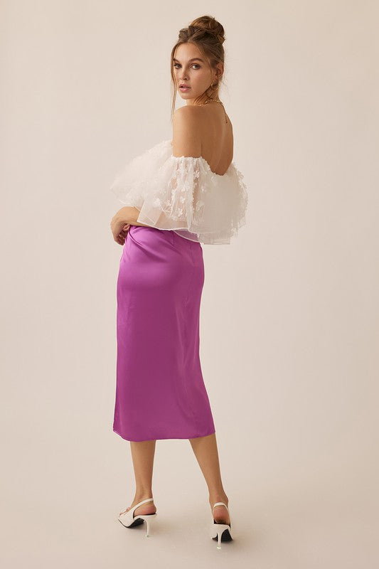 Off Shoulder Crop Ruffled Top - White