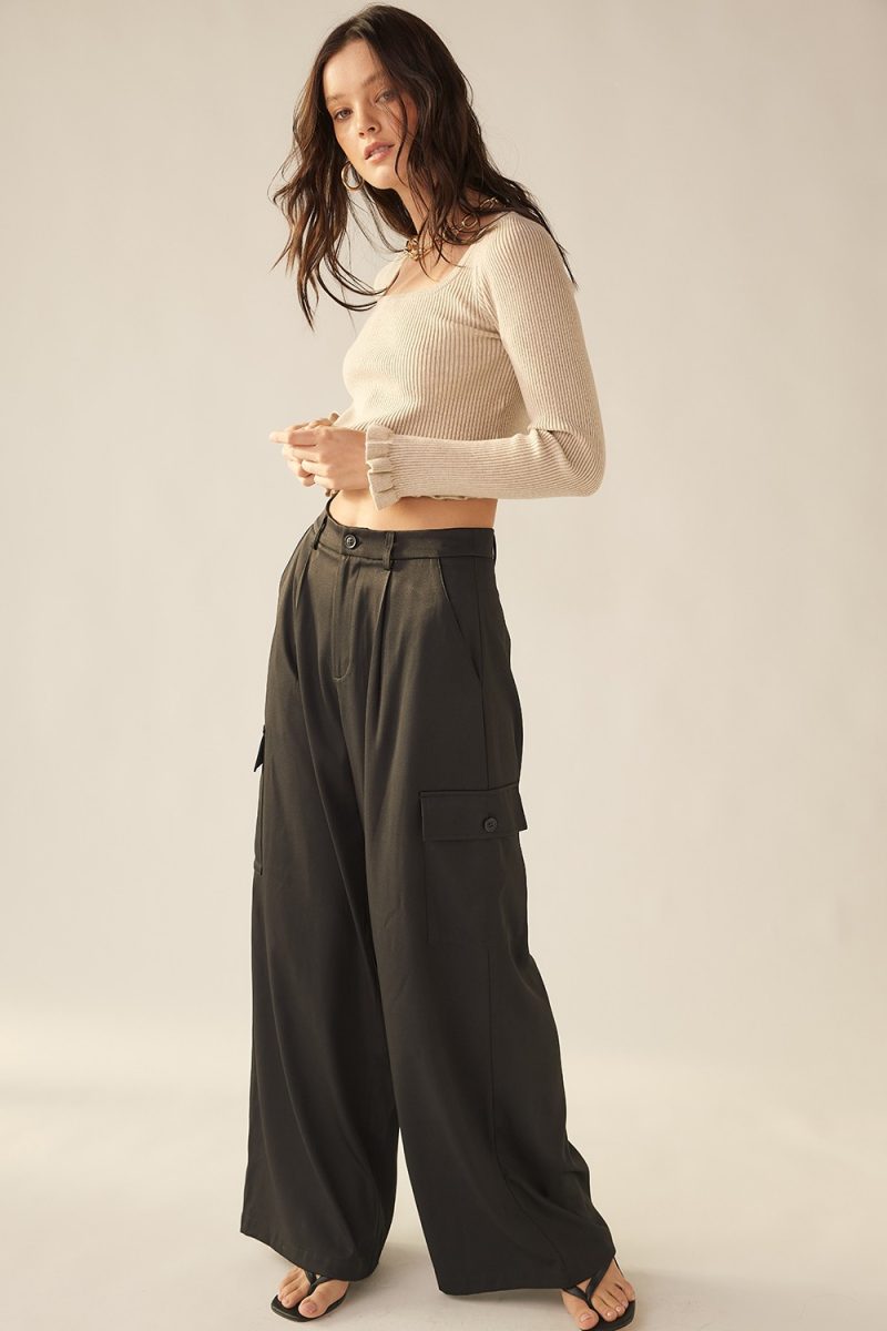 WIDE LEG CARG POCKETS PANTS