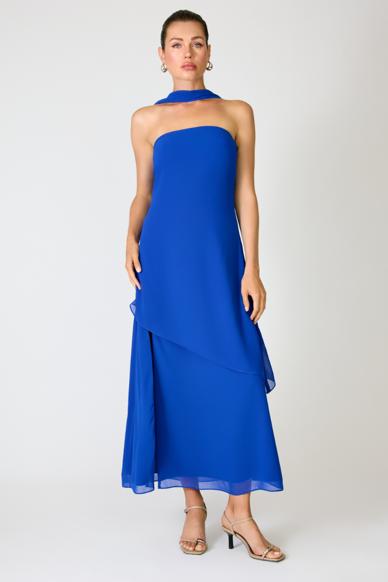AZURE COAST SCARF DRESS - ROYAL BLUE