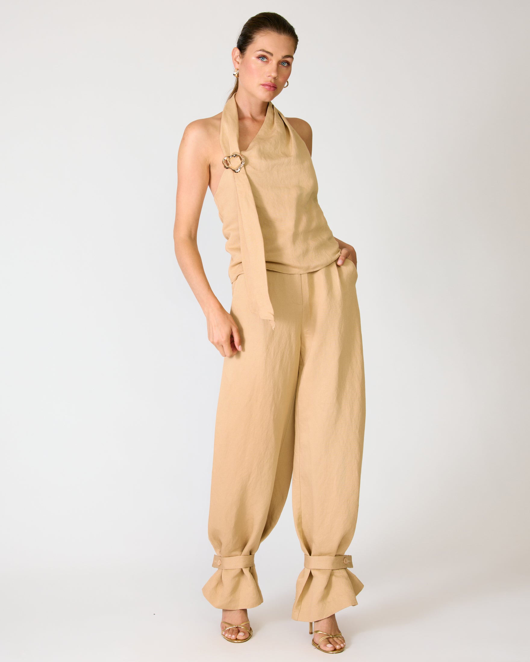 LELIO PANTS AND TOP SET - TAN