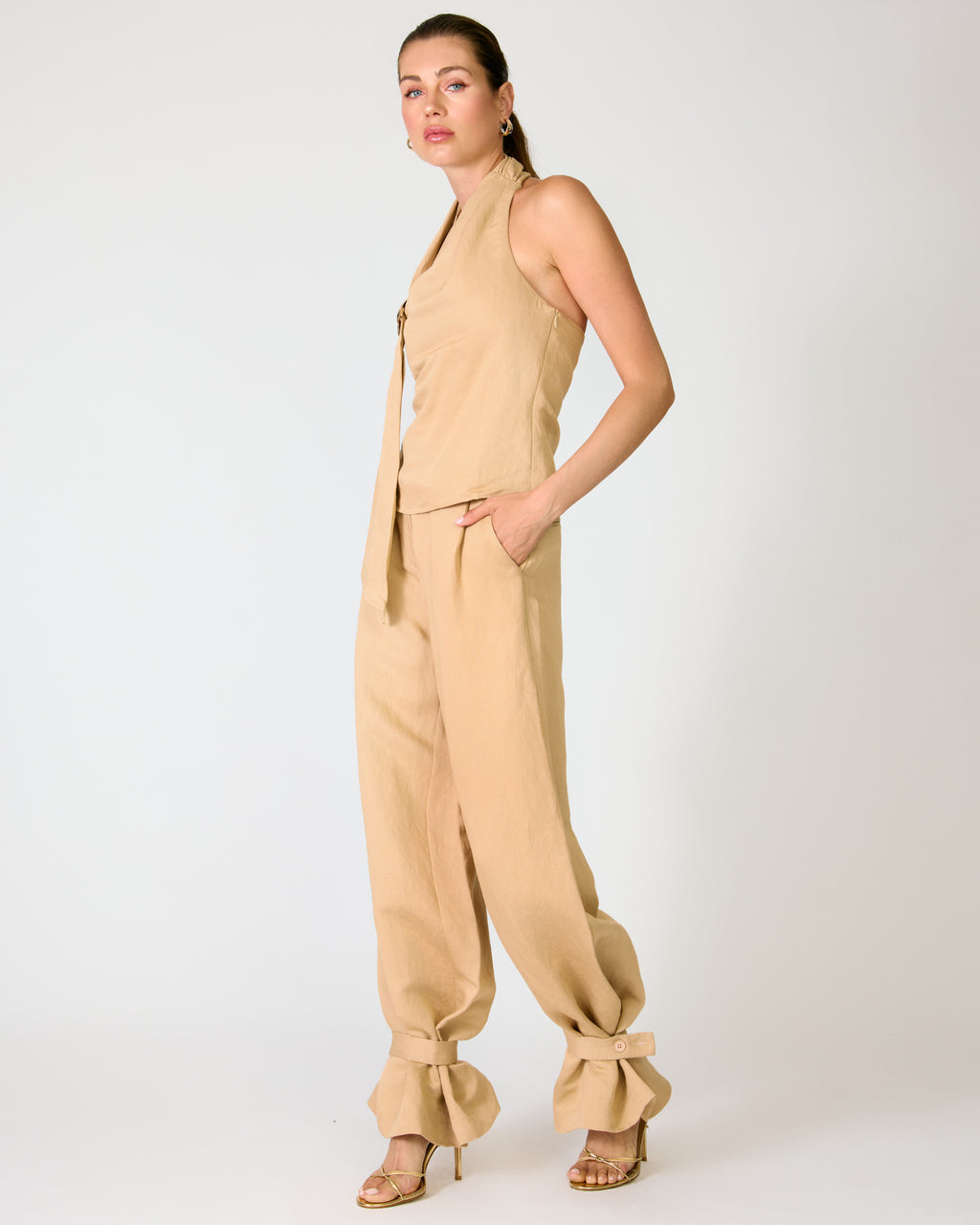 LELIO PANTS AND TOP SET - TAN
