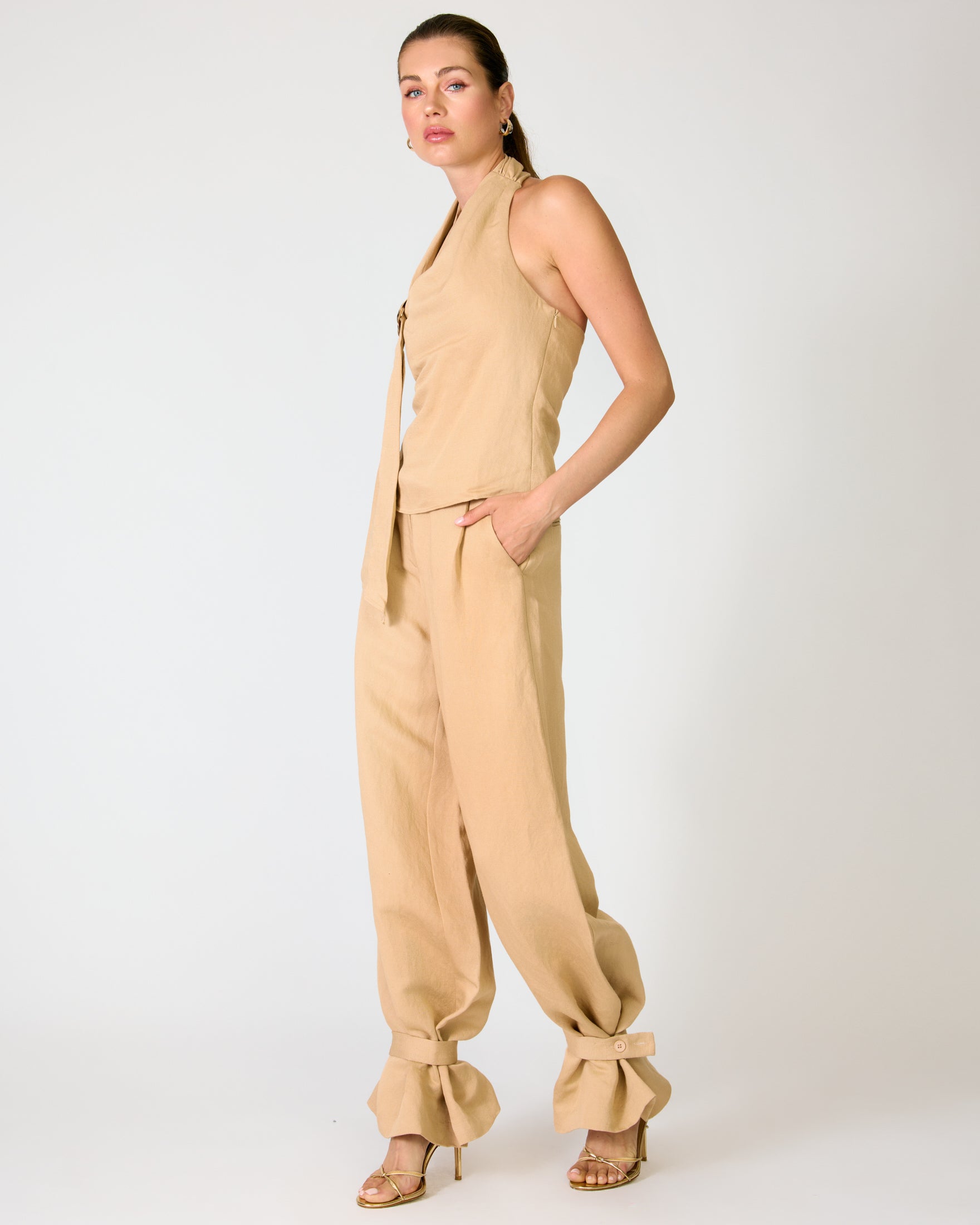 LELIO PANTS AND TOP SET - TAN