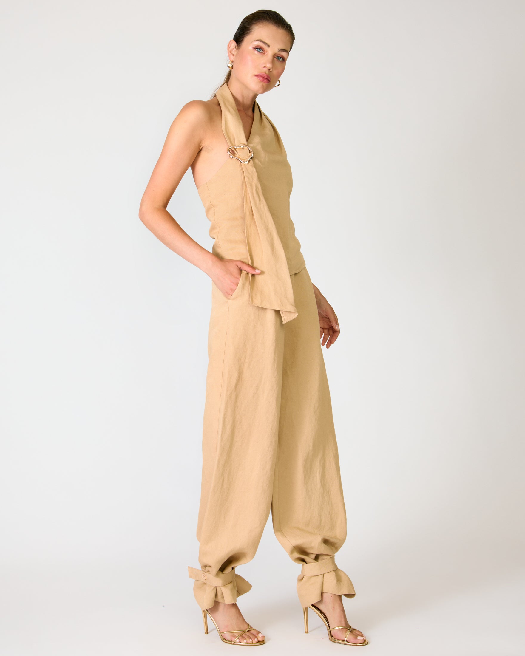 LELIO PANTS AND TOP SET - TAN