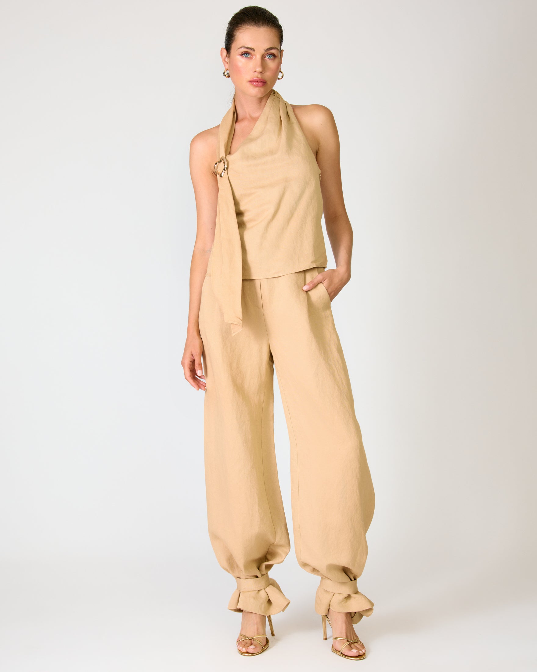 LELIO PANTS AND TOP SET - TAN