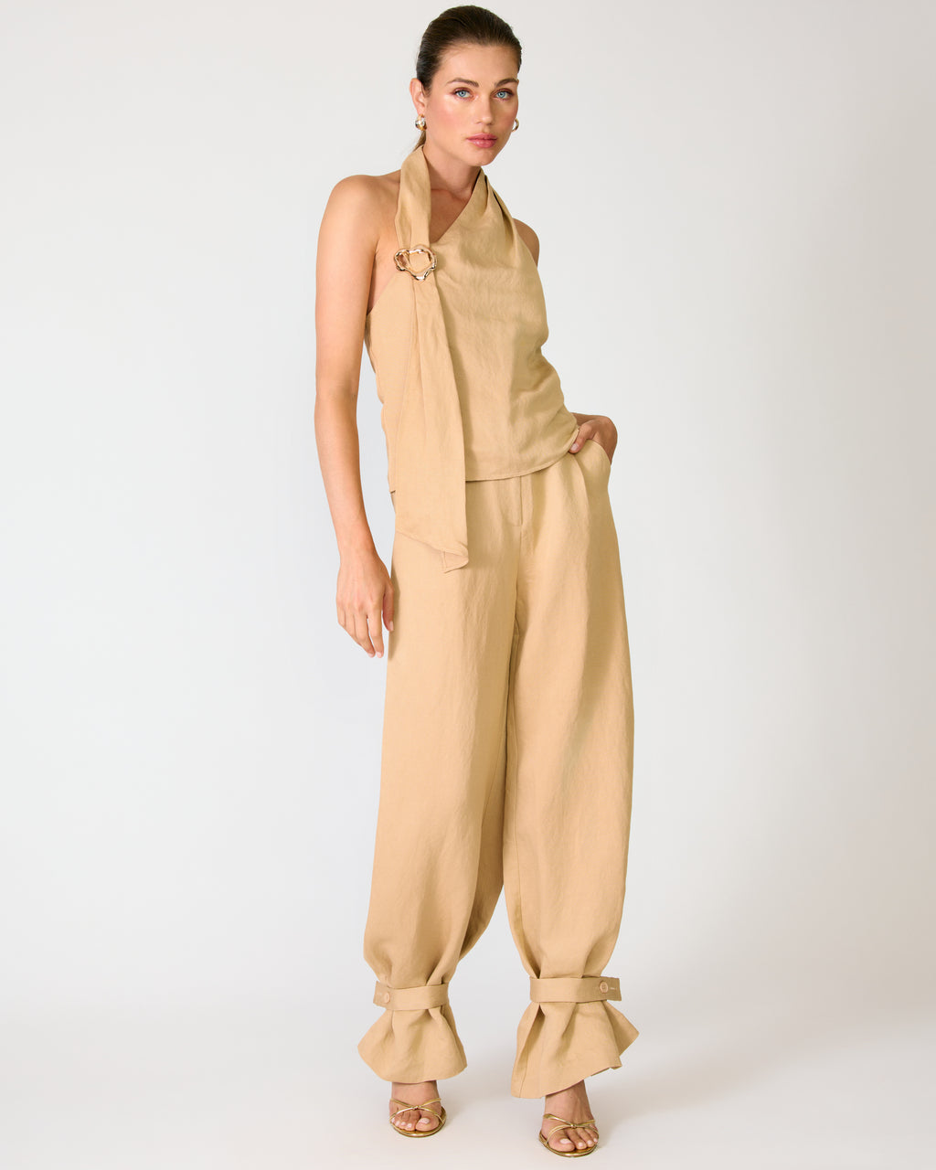 LELIO PANTS AND TOP SET - TAN