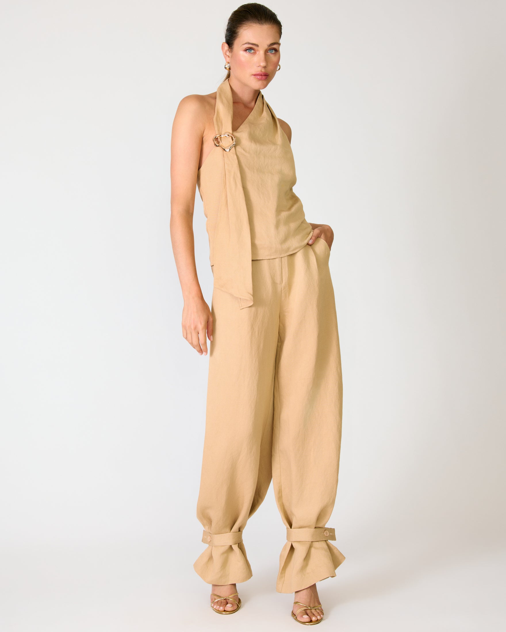 LELIO PANTS AND TOP SET - TAN