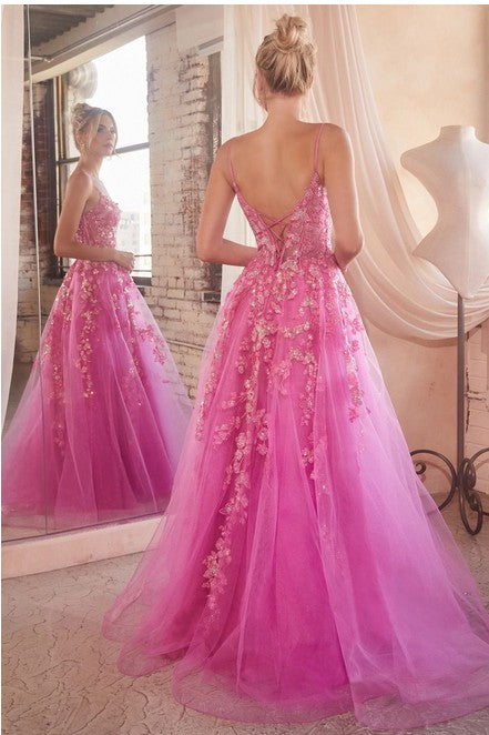 FLORAL APLIQUE BAL GOWN