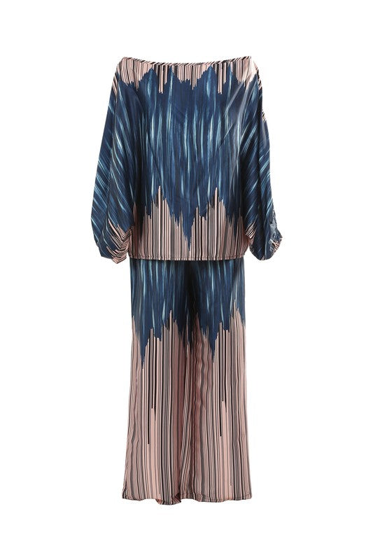 MULTICOLOR PATTERNED TOP & PANTS SET