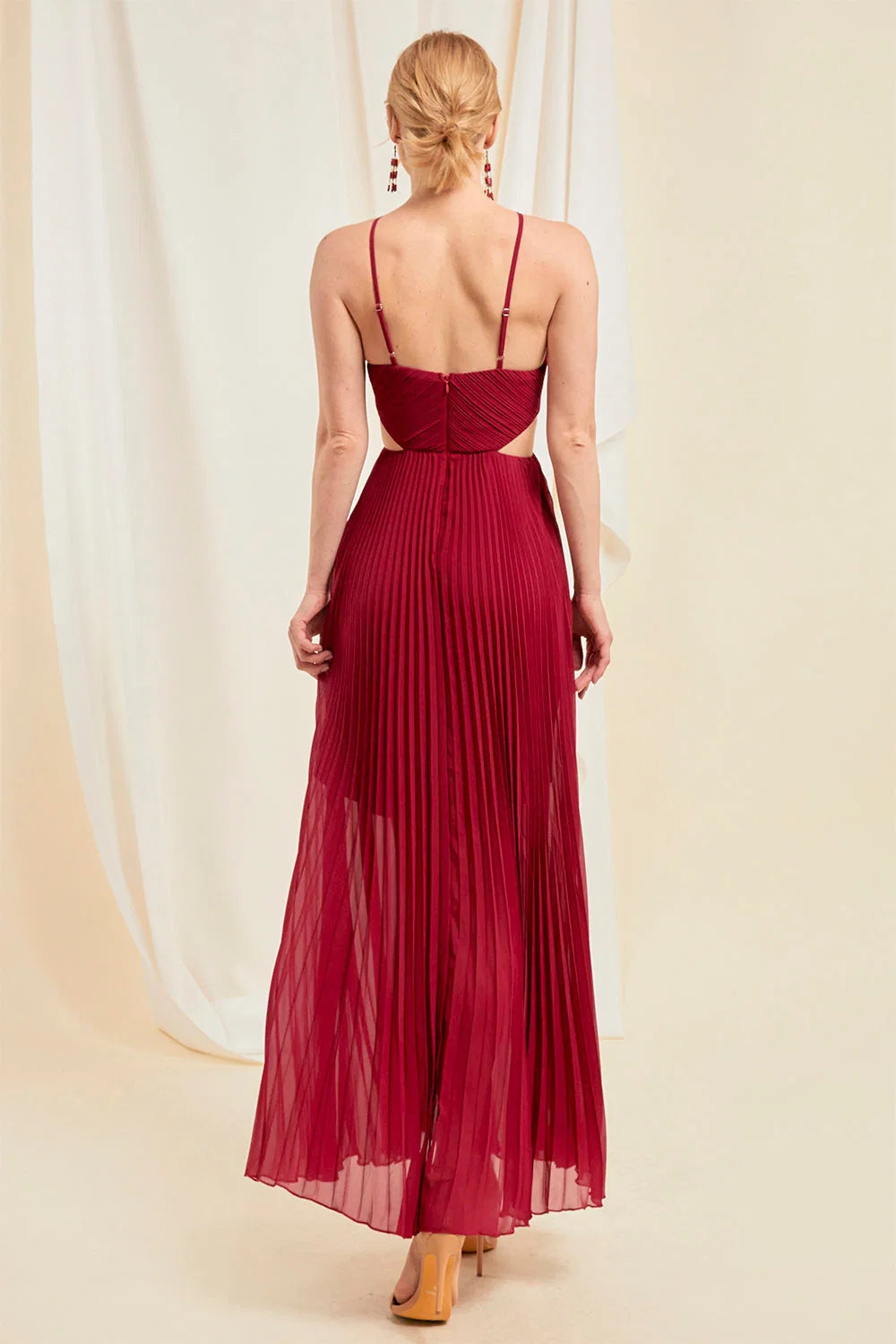 HALTER MAXI DRESS - WINE