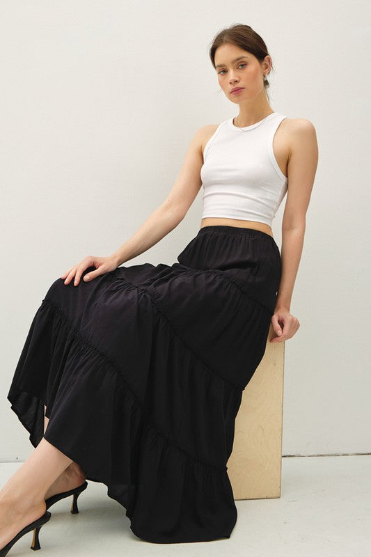 TIERED MAXI SKIRT