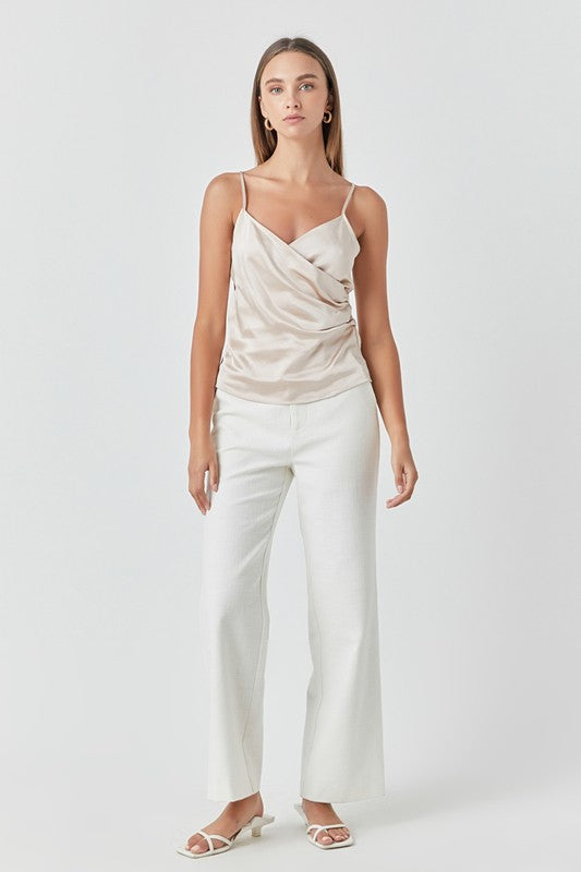 Wrap Over Satin Camisole - Champagne