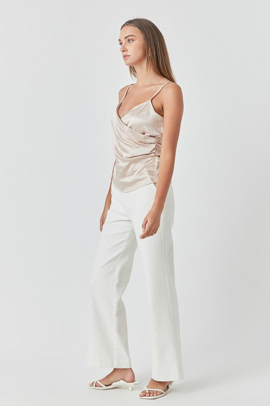 Wrap Over Satin Camisole - Champagne