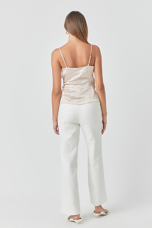 Wrap Over Satin Camisole - Champagne