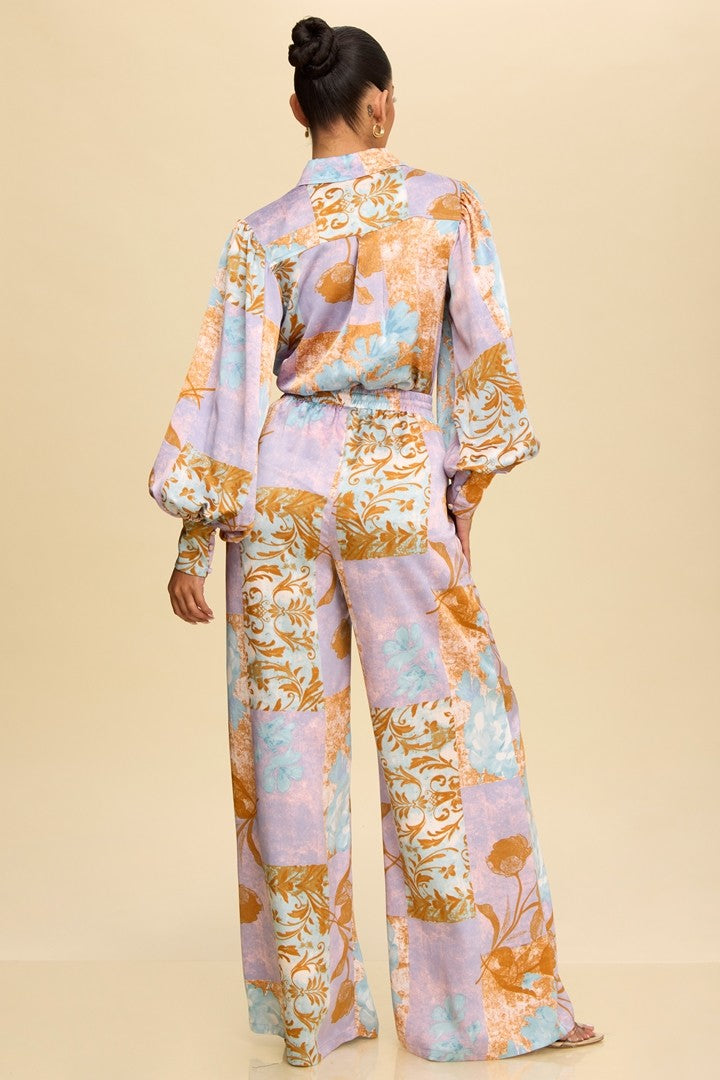 PATCHWORK FLORAL PANT AND TOP SET