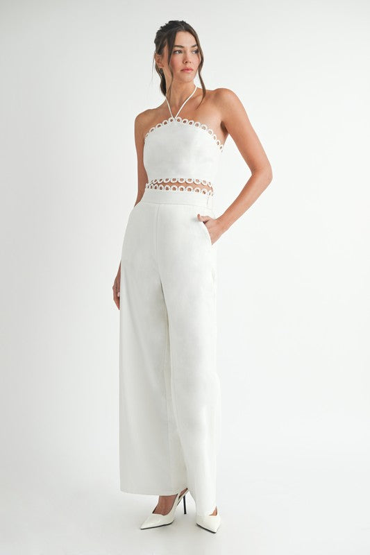 SCALLOP LACE TRIM TOP AND PANT SET