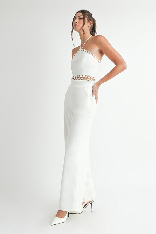 SCALLOP LACE TRIM TOP AND PANT SET