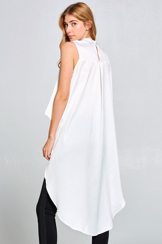 HI LOW SATIN TOP - WHITE