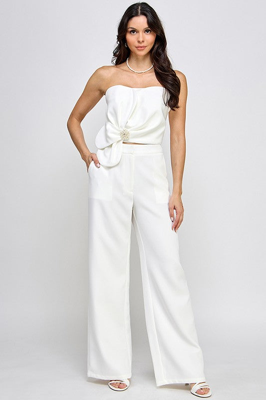 FRONT DETAIL TUBE TOP AND PANT SET
