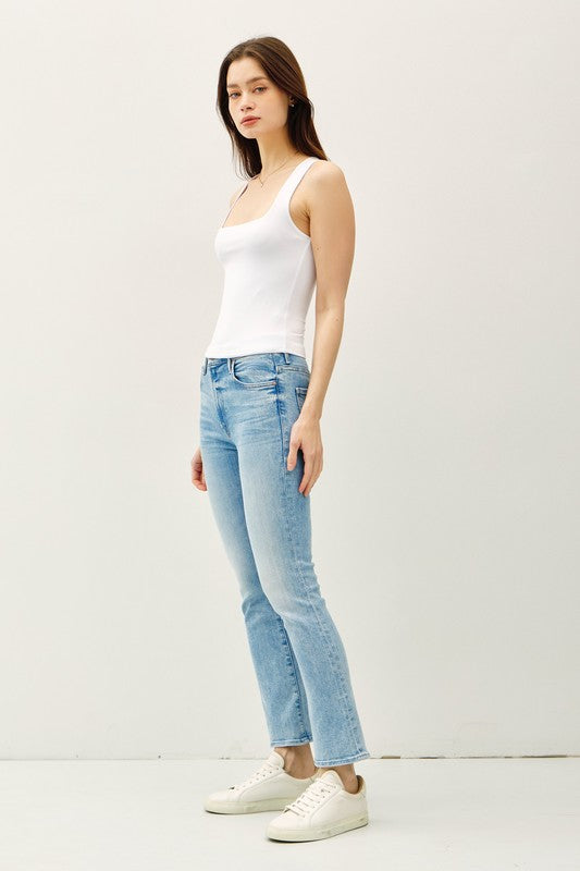 Soft Core Doble Lined Square Neck Tank Top - White