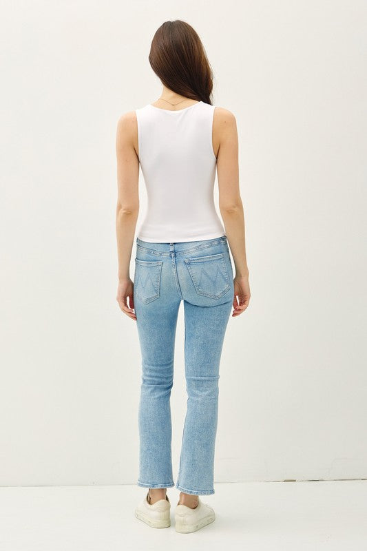 Soft Core Doble Lined Square Neck Tank Top - White