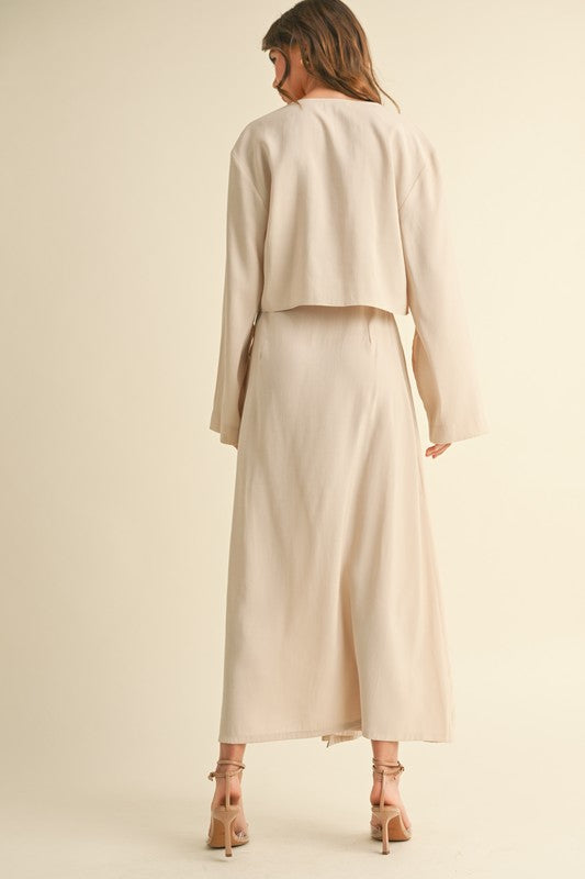 Long Wrap Skirt - Beige