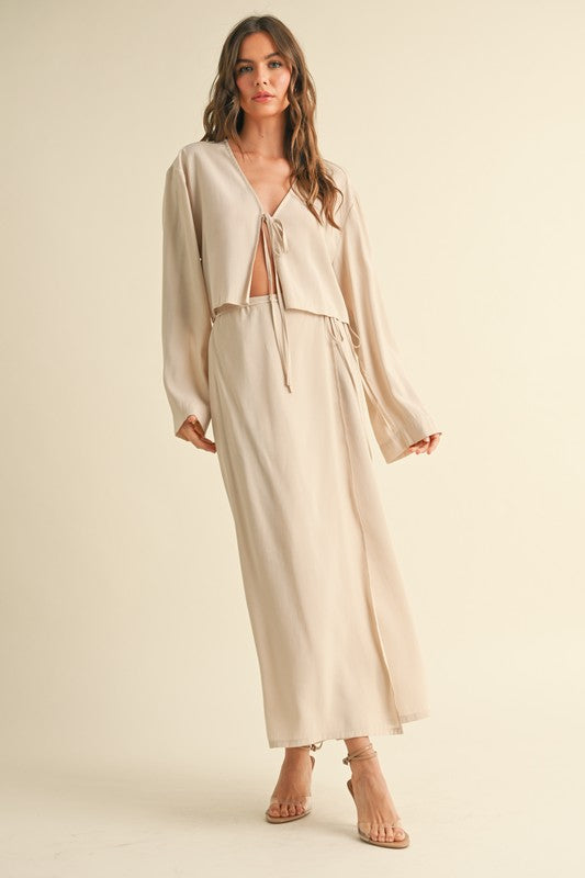 Long Wrap Skirt - Beige