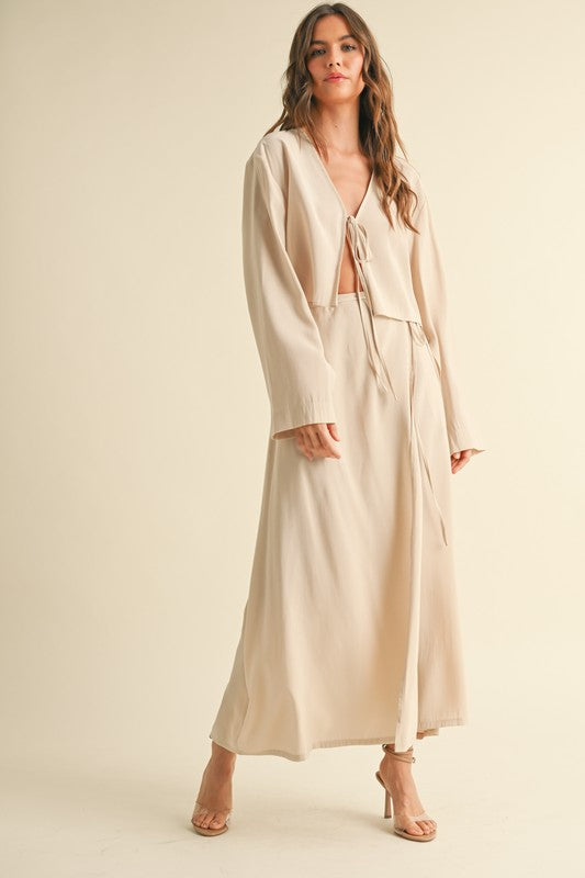 Long Wrap Skirt - Beige