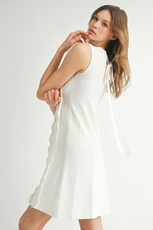 Scalloped Band Mini Dress - White