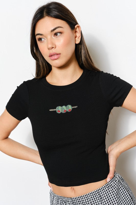 Olives Bead Tee - Black