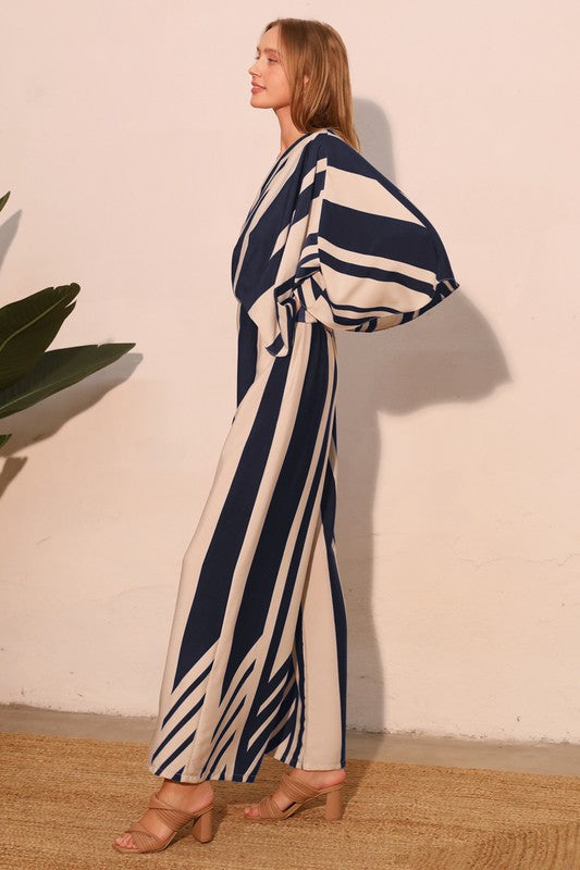 Slena Stripe One Sleeve Jumpsuit - Navy