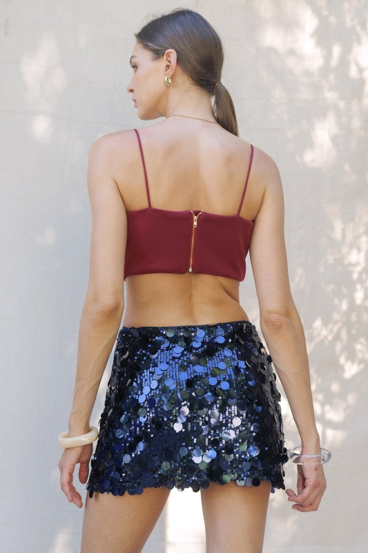 Floral Applique Crop Top Deep - Wine