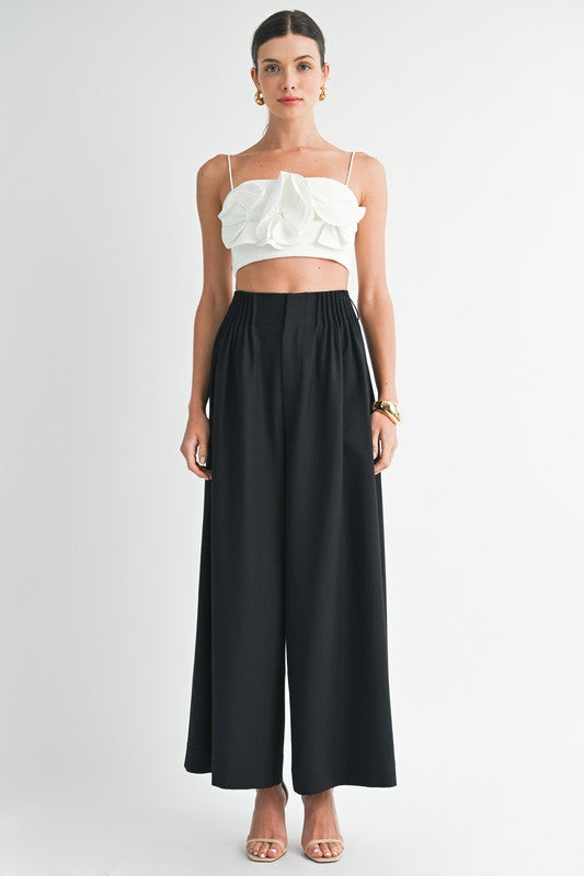 Floral Applique Crop Top - White